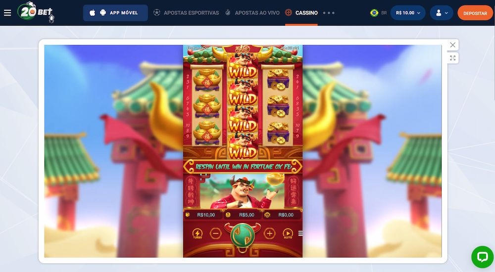 Oyunu Fortune Ox 20Bet resmi sitesinde.